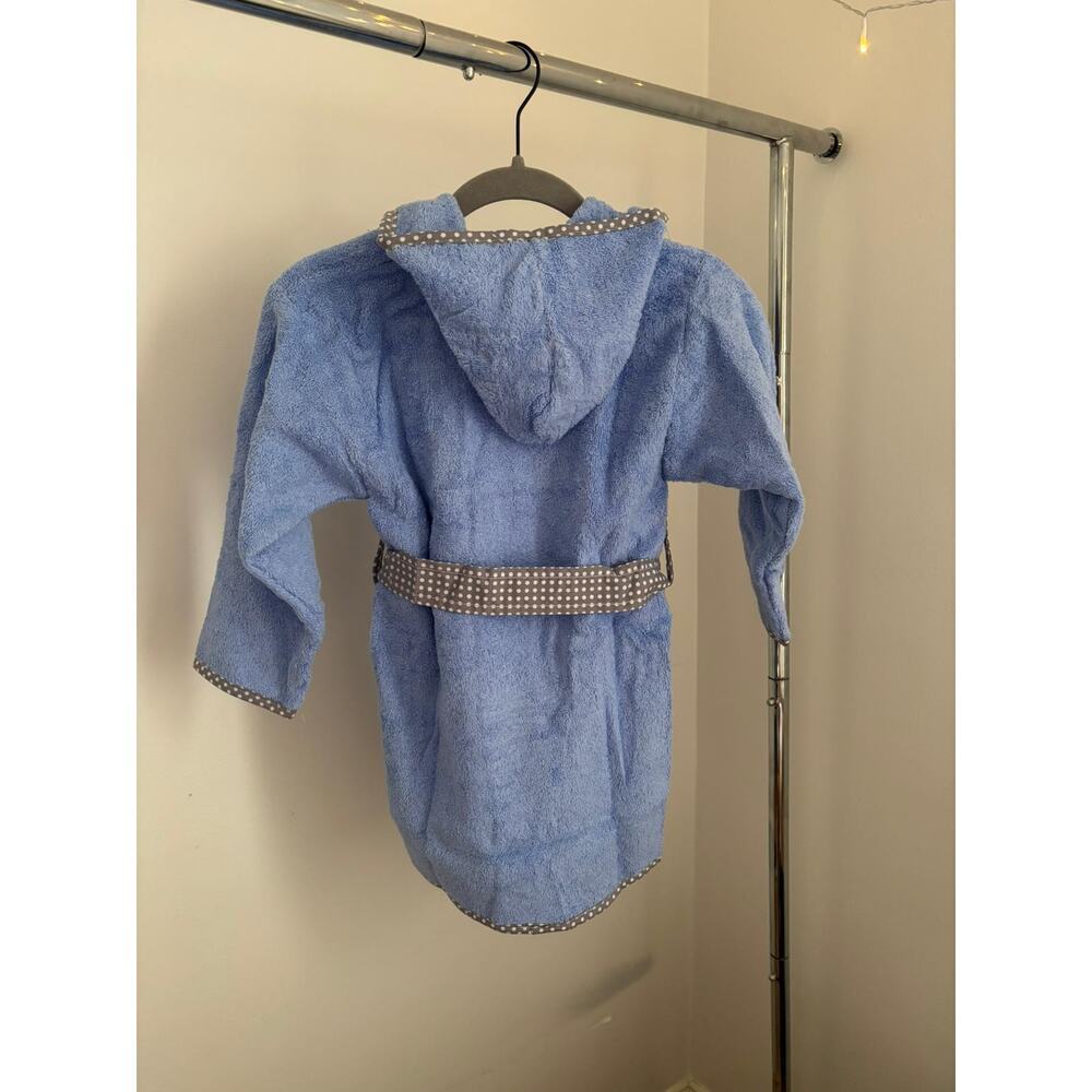 Kids Blue Bathrobe 100% Cotton Hooded Elephant Soft Robe 4-6Y - Picture 5 of 9